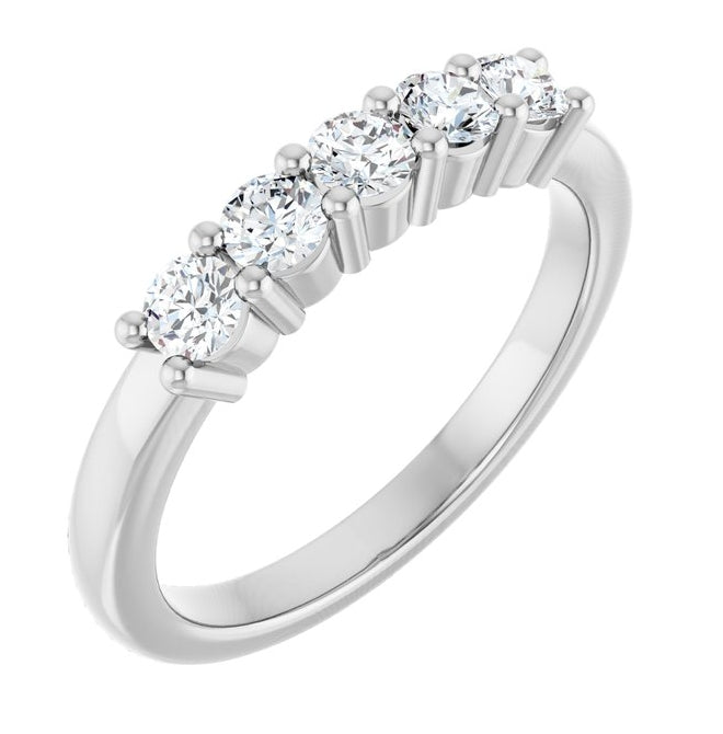 14K Yellow Or White Gold Round 3 Mm Polished 1/2 Ctw Lab-Grown Diamond Anniversary Band