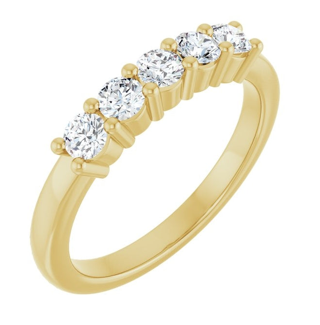 14K Yellow Or White Gold Round 3 Mm Polished 1/2 Ctw Lab-Grown Diamond Anniversary Band