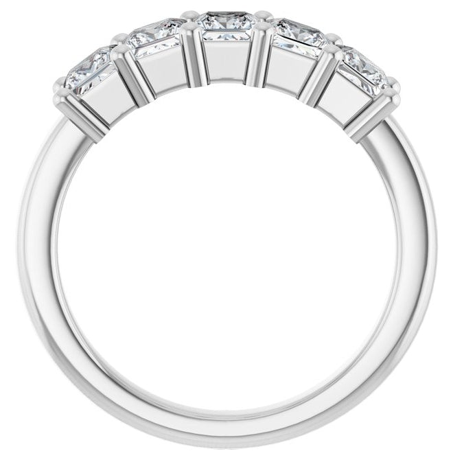 14K White Gold Square 3.5 X 3.5 Mm Polished 1 1/4 Ctw Lab-Grown Diamond Anniversary Band Size 7