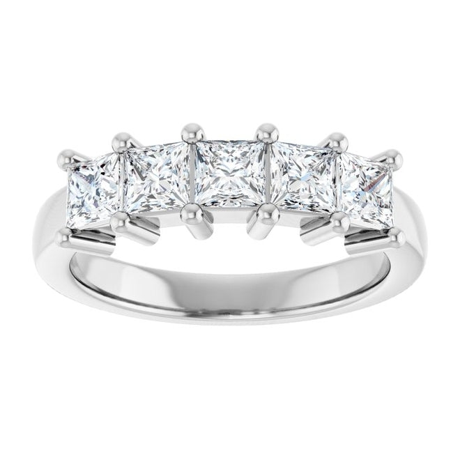 14K White Gold Square 3.5 X 3.5 Mm Polished 1 1/4 Ctw Lab-Grown Diamond Anniversary Band Size 7