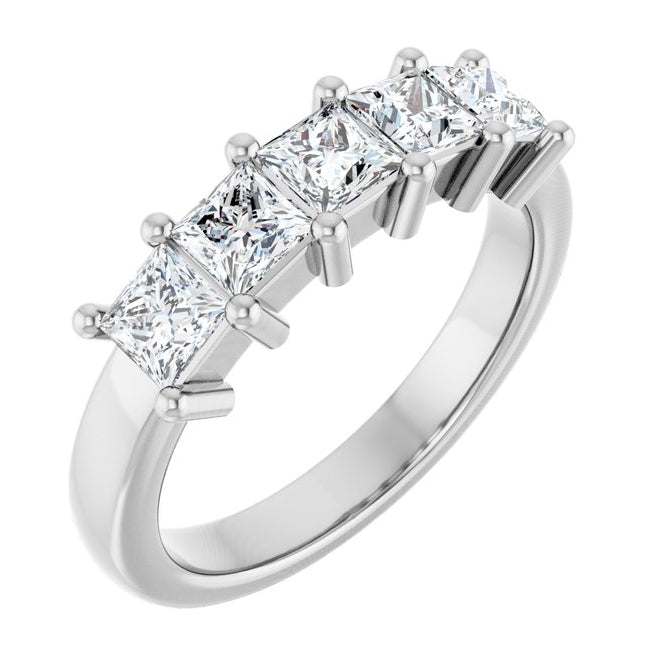 14K White Gold Square 3.5 X 3.5 Mm Polished 1 1/4 Ctw Lab-Grown Diamond Anniversary Band Size 7