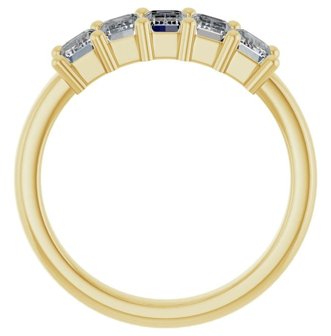 14K Yellow Gold Emerald 5 X 3 Mm Polished 1 3/4 Ctw Lab-Grown Diamond Anniversary Band Size 7