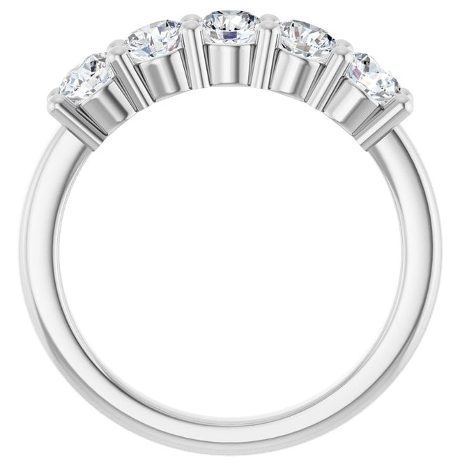 14K White Gold Round 3.75 Mm Polished 1 Ctw Lab-Grown Diamond Anniversary Band Size 7