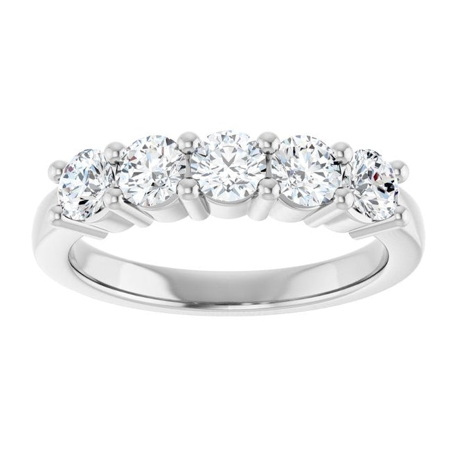 14K White Gold Round 3.75 Mm Polished 1 Ctw Lab-Grown Diamond Anniversary Band Size 7