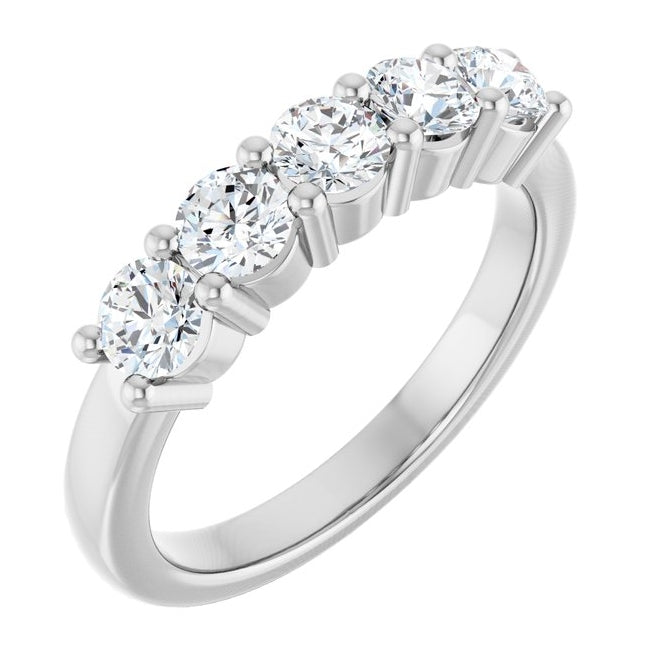14K White Gold Round 3.75 Mm Polished 1 Ctw Lab-Grown Diamond Anniversary Band Size 7