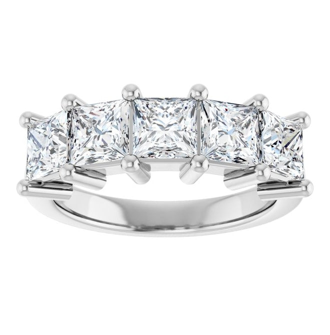 14K White Gold Square 4.5 X 4.5 Mm Polished 2 5/8 Ctw Lab-Grown Diamond Anniversary Band Size 7