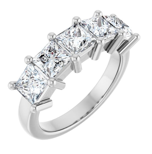 14K White Gold Square 4.5 X 4.5 Mm Polished 2 5/8 Ctw Lab-Grown Diamond Anniversary Band Size 7