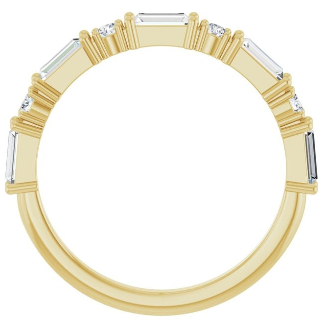 14K Yellow Gold Straight Baguette 4 X 2 Mm Polished 5/8 Ctw Lab-Grown Diamond Anniversary Band Size 7