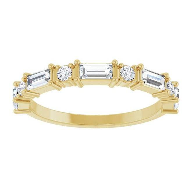 14K Yellow Gold Straight Baguette 4 X 2 Mm Polished 5/8 Ctw Lab-Grown Diamond Anniversary Band Size 7