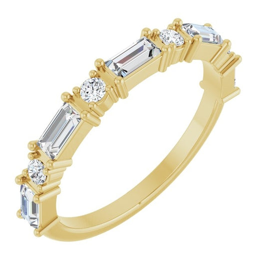 14K Yellow Gold Straight Baguette 4 X 2 Mm Polished 5/8 Ctw Lab-Grown Diamond Anniversary Band Size 7