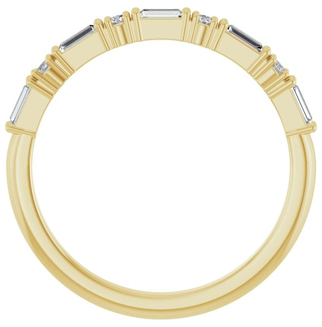 14K Yellow Gold Straight Baguette 3 X 1.25 Mm Polished 1/5 Ctw Lab-Grown Diamond Anniversary Band Size 7