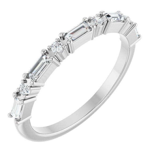 14K Yellow Or White Gold Straight Baguette 3.25 X 1.5 Mm Polished 1/3 Ctw Lab-Grown Diamond Anniversary Band