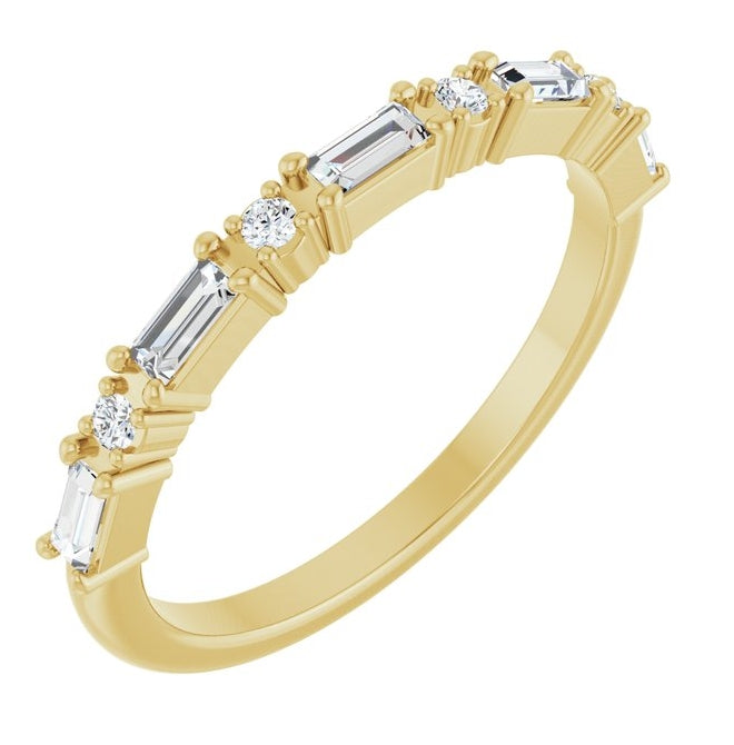 14K Yellow Or White Gold Straight Baguette 3.25 X 1.5 Mm Polished 1/3 Ctw Lab-Grown Diamond Anniversary Band
