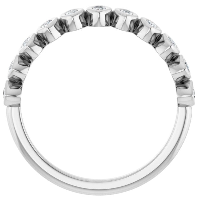 14K White Gold Marquise 3 X 1.5 Mm Polished 3/8 Ctw Natural Diamond Anniversary Band Size 7