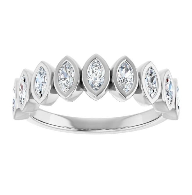 14K Yellow Or White Gold Marquise 4 X 2 Mm Polished 5/8 Ctw Lab-Grown Diamond Anniversary Band Size 7