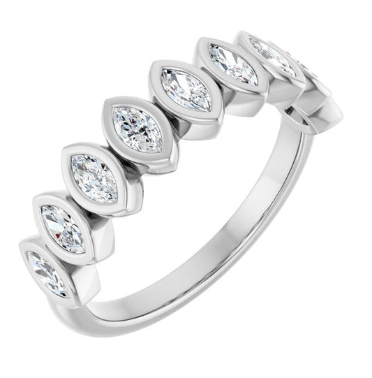 14K Yellow Or White Gold Marquise 4 X 2 Mm Polished 5/8 Ctw Lab-Grown Diamond Anniversary Band Size 7