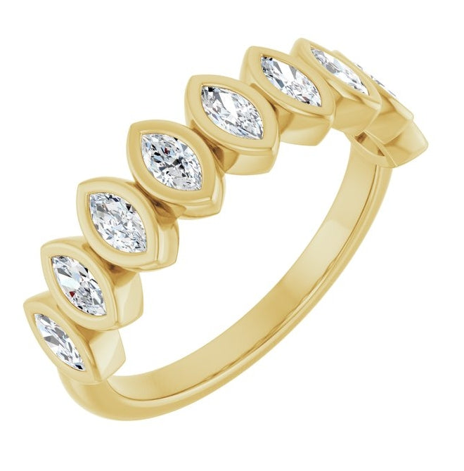 14K Yellow Or White Gold Marquise 4 X 2 Mm Polished 5/8 Ctw Lab-Grown Diamond Anniversary Band Size 7