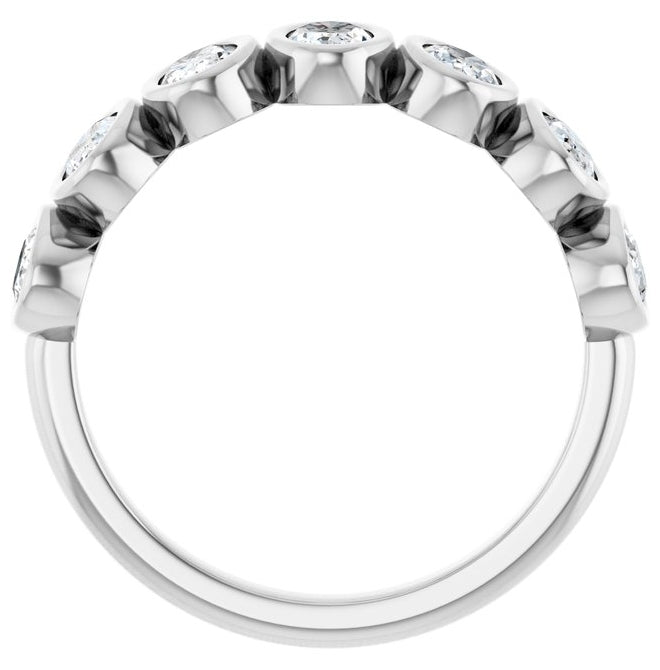 14K Yellow Or White Gold Oval 5 X 3 Mm Polished 1 1/4 Ctw Lab-Grown Diamond Anniversary Band Size 7