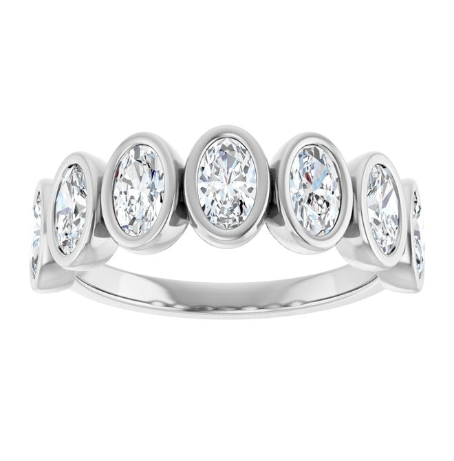 14K Yellow Or White Gold Oval 5 X 3 Mm Polished 1 1/4 Ctw Lab-Grown Diamond Anniversary Band Size 7