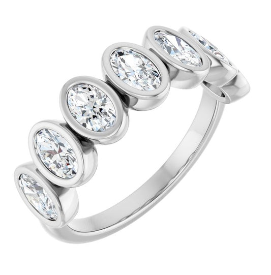 14K Yellow Or White Gold Oval 5 X 3 Mm Polished 1 1/4 Ctw Lab-Grown Diamond Anniversary Band Size 7