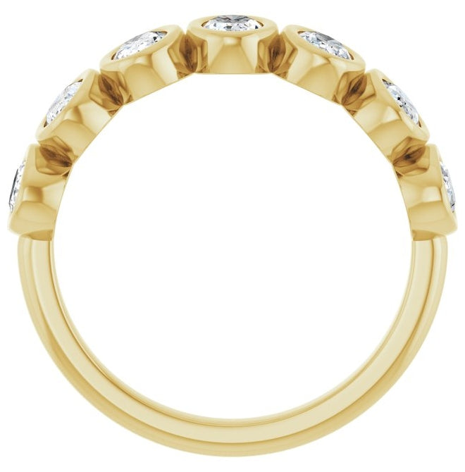 14K Yellow Or White Gold Oval 5 X 3 Mm Polished 1 1/4 Ctw Lab-Grown Diamond Anniversary Band Size 7