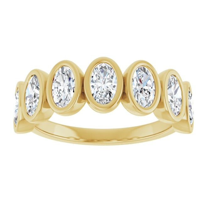 14K Yellow Or White Gold Oval 5 X 3 Mm Polished 1 1/4 Ctw Lab-Grown Diamond Anniversary Band Size 7
