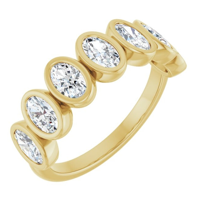 14K Yellow Or White Gold Oval 5 X 3 Mm Polished 1 1/4 Ctw Lab-Grown Diamond Anniversary Band Size 7