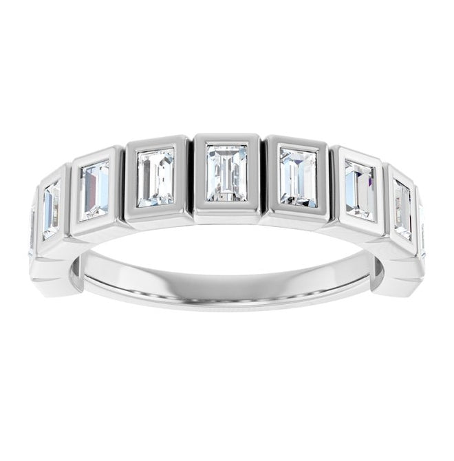 14K Yellow Or White Gold Straight Baguette 3 X 2 Mm Polished 7/8 Ctw Lab-Grown Diamond Anniversary Band Size 7