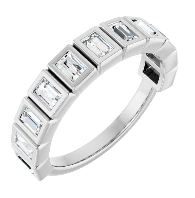 14K Yellow Or White Gold Straight Baguette 3 X 2 Mm Polished 7/8 Ctw Lab-Grown Diamond Anniversary Band Size 7