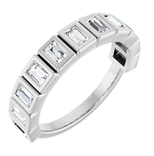 14K Yellow Or White Gold Straight Baguette 3 X 2 Mm Polished 7/8 Ctw Lab-Grown Diamond Anniversary Band Size 7