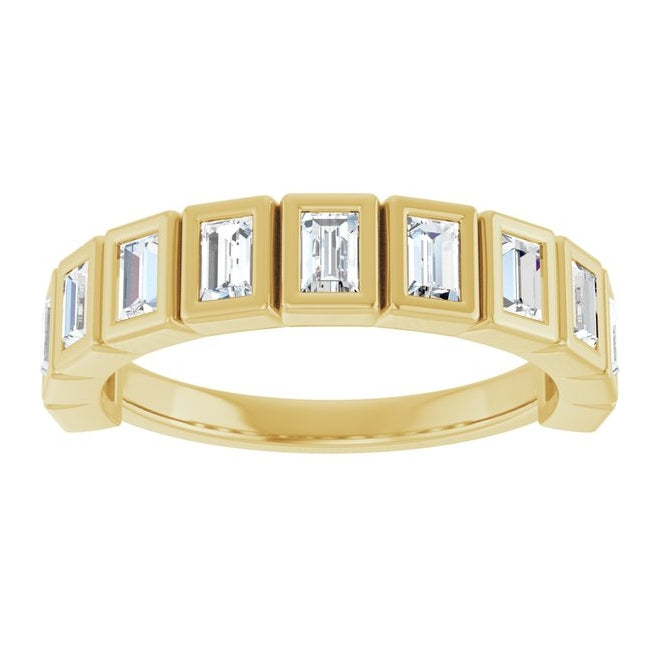 14K Yellow Or White Gold Straight Baguette 3 X 2 Mm Polished 7/8 Ctw Lab-Grown Diamond Anniversary Band Size 7