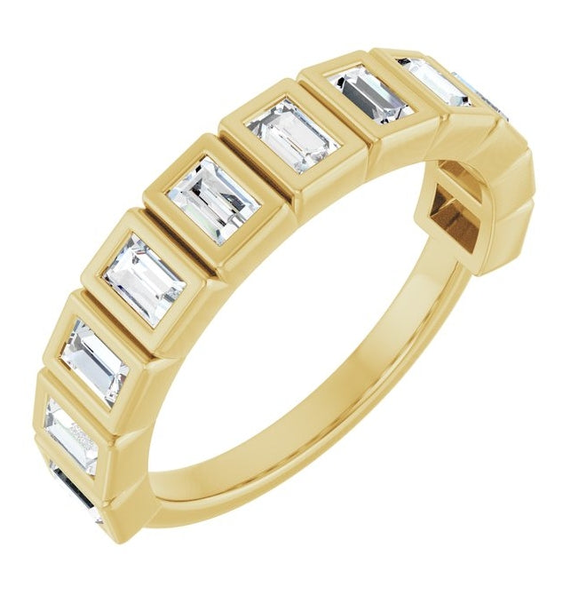 14K Yellow Or White Gold Straight Baguette 3 X 2 Mm Polished 7/8 Ctw Lab-Grown Diamond Anniversary Band Size 7