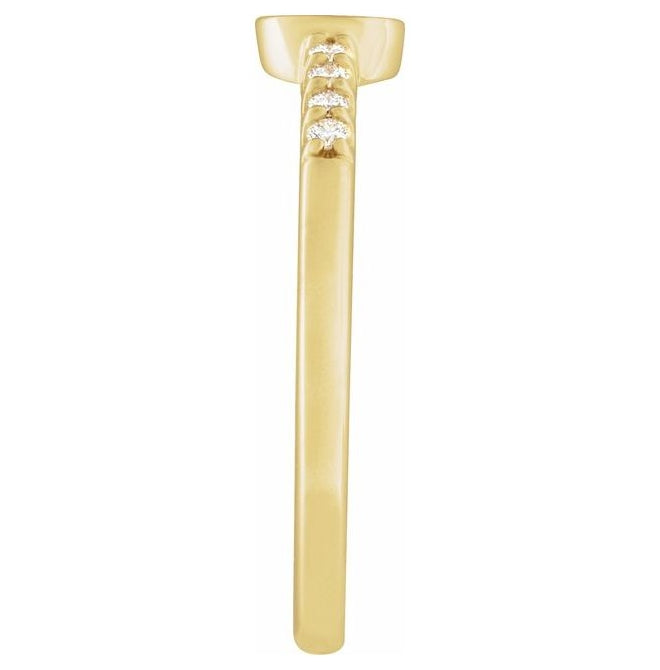 14K Yellow Gold Round 1.3 Mm Polished .07 Ctw Natural Diamond Engravable Ring Size 7