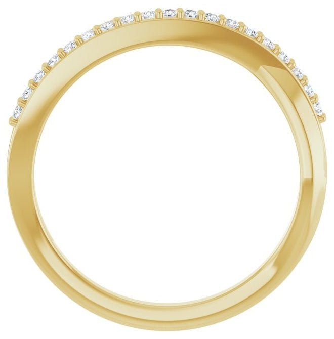 14K Yellow Gold Round 1.2 Mm Polished 1/8 Ctw Natural Diamond Criss Cross Ring Size 7