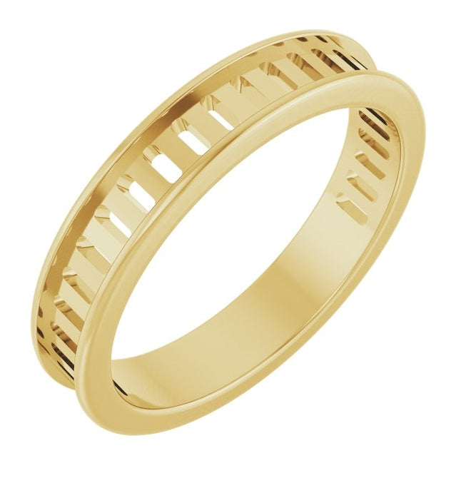 14K Yellow Gold Straight Baguette 3 X 1.5 Mm Vs, G-H Polished 1 1/4 Ctw Lab-Grown Diamond Anniversary Band Size 8