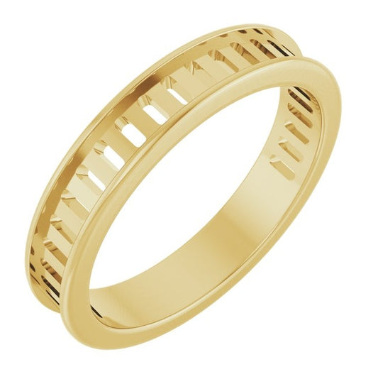 14K Yellow Gold Straight Baguette 3 X 1.5 Mm Vs, G-H Polished 1 1/4 Ctw Lab-Grown Diamond Anniversary Band Size 8