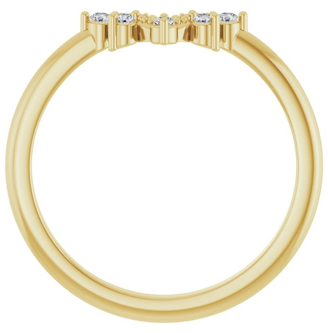 14K Yellow Gold Round 1.5 Mm Polished .07 Ctw Natural Diamond Accented Contour Band Size 7