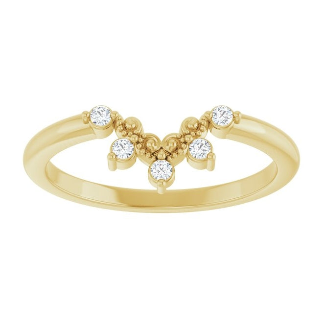 14K Yellow Gold Round 1.5 Mm Polished .07 Ctw Natural Diamond Accented Contour Band Size 7