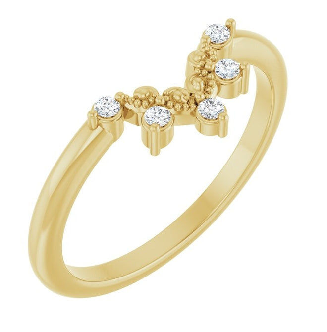 14K Yellow Gold Round 1.5 Mm Polished .07 Ctw Natural Diamond Accented Contour Band Size 7
