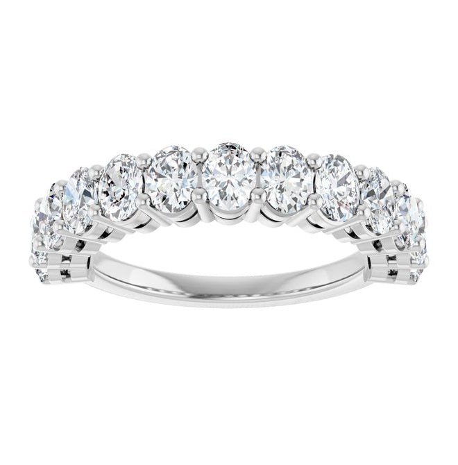 14K Yellow Or White Gold Oval 4 X 3 Mm Polished 1 9/10 Ctw Lab-Grown Diamond Anniversary Band Size 7