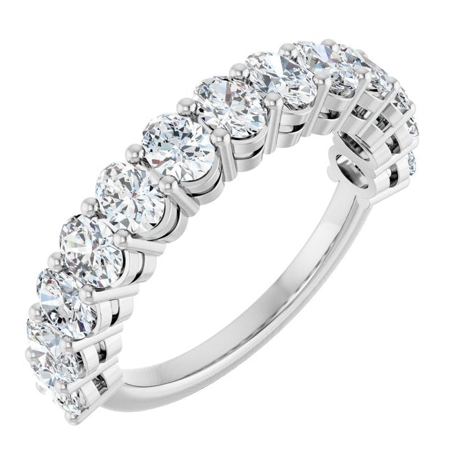 14K Yellow Or White Gold Oval 4 X 3 Mm Polished 1 9/10 Ctw Lab-Grown Diamond Anniversary Band Size 7