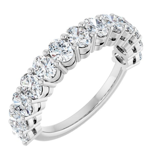 14K Yellow Or White Gold Oval 4 X 3 Mm Polished 1 9/10 Ctw Lab-Grown Diamond Anniversary Band Size 7
