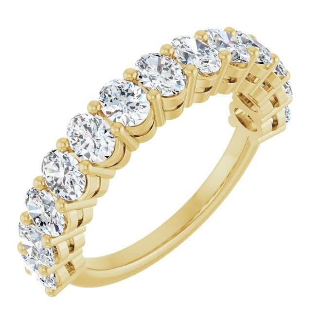 14K Yellow Or White Gold Oval 4 X 3 Mm Polished 1 9/10 Ctw Lab-Grown Diamond Anniversary Band Size 7