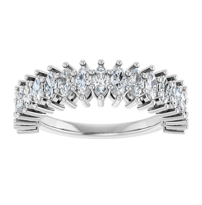 14K Yellow Or White Gold Marquise 4 X 2 Mm Polished 1 1/5 Ctw Lab-Grown Diamond Anniversary Band Size 7