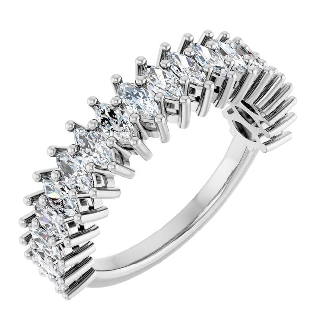 14K Yellow Or White Gold Marquise 4 X 2 Mm Polished 1 1/5 Ctw Lab-Grown Diamond Anniversary Band Size 7