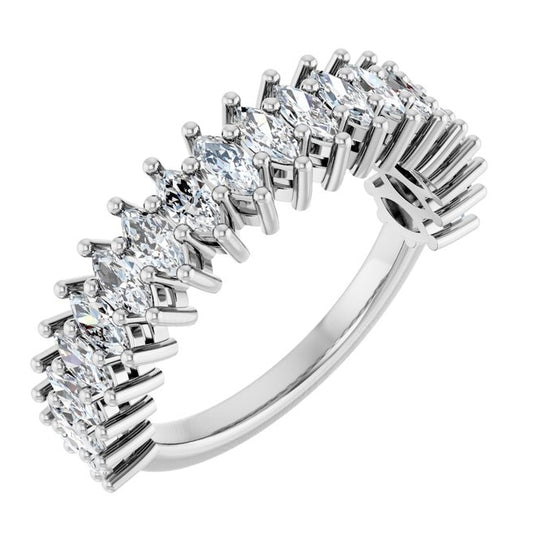 14K Yellow Or White Gold Marquise 4 X 2 Mm Polished 1 1/5 Ctw Lab-Grown Diamond Anniversary Band Size 7