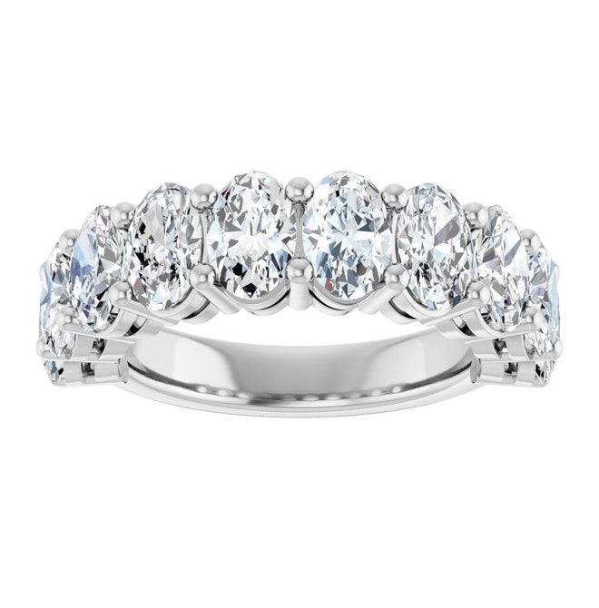 14K Yellow Or White Gold Oval 6 X 4 Mm Polished 4 Ctw Lab-Grown Diamond Anniversary Band Size 7