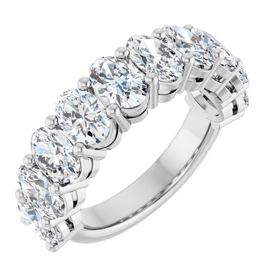 14K Yellow Or White Gold Oval 6 X 4 Mm Polished 4 Ctw Lab-Grown Diamond Anniversary Band Size 7
