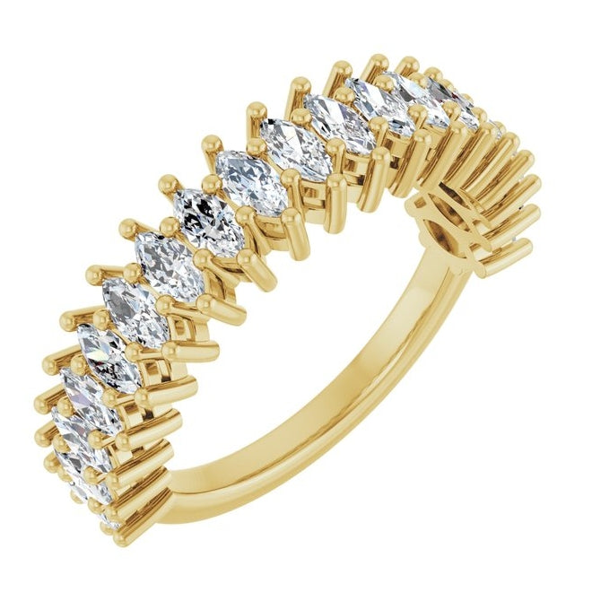 14K Yellow Or White Gold Marquise 4 X 2 Mm Polished 1 1/5 Ctw Lab-Grown Diamond Anniversary Band Size 7