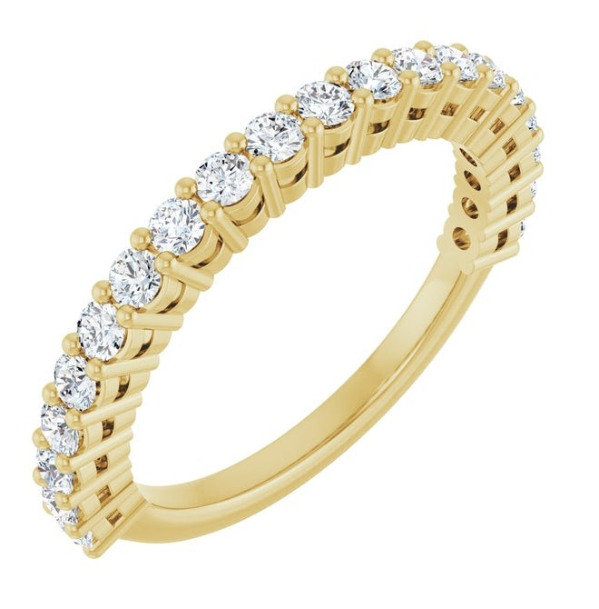 14K Yellow Or White Gold Round 2 Mm Polished 1/2 Ctw Lab-Grown Diamond Anniversary Band Size 7